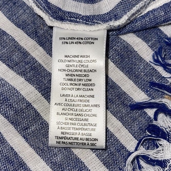 Anthro’s BeachLunchLounge,Striped-linen Frayed-Hem,Button-down Shirt,EUC,size XL - Picture 6 of 14